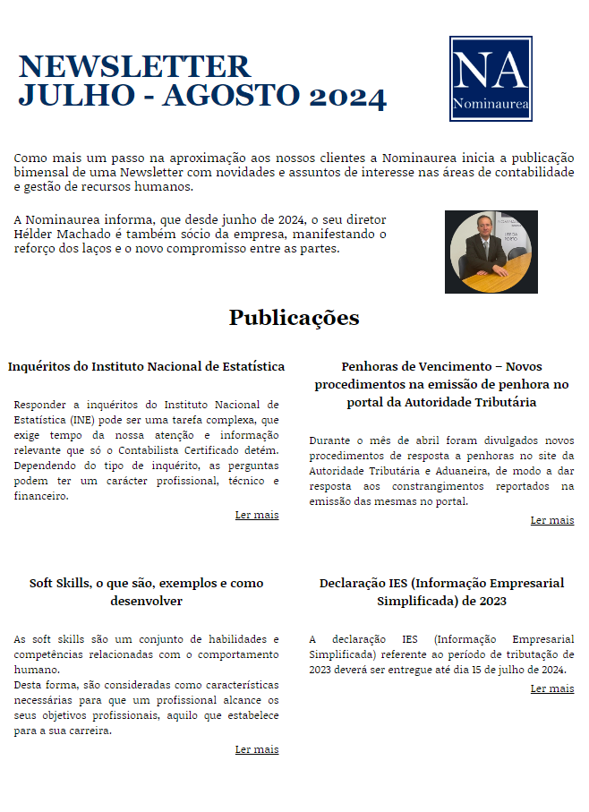 Newsletter Julho - Agosto